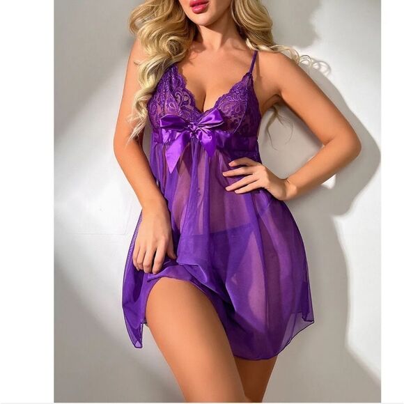 Women Sexy Lingerie Lace Chemise Babydoll Sleepwear Bridal Underwear G-string US - Picture 4 of 6